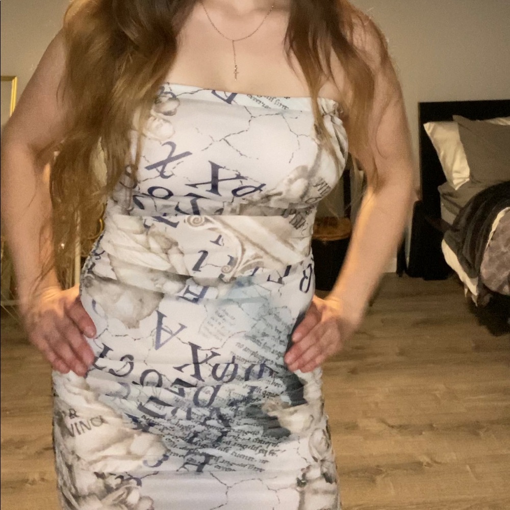 Grecian Style Strapless Mini Dress-$7 when you buy 2 or more items!